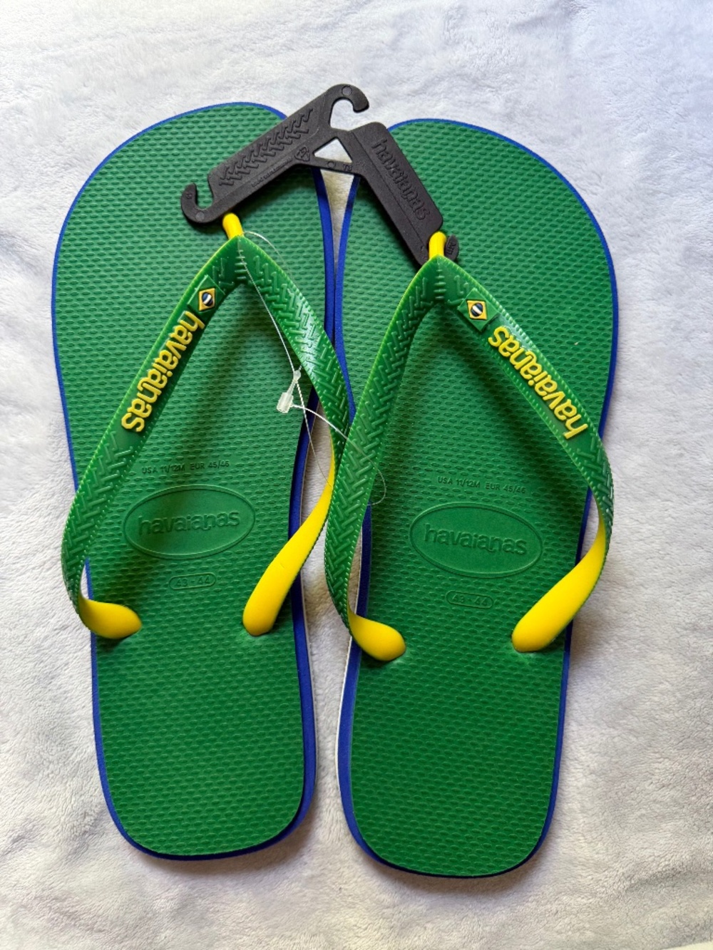 NWT Authentic Havaianas 'Brasil Twist' Flip Flops - Green/Yellow (Mens 11/12)